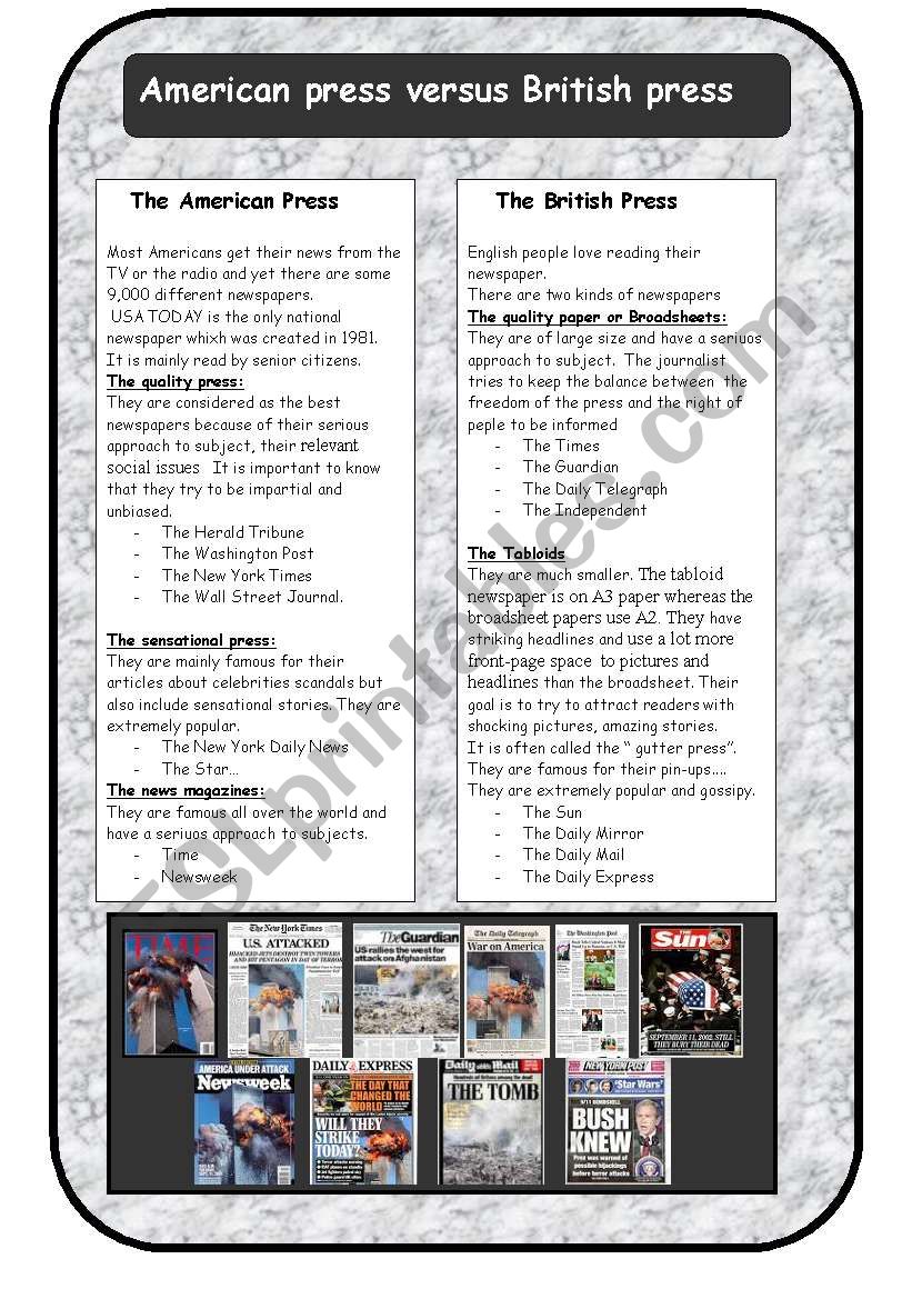 american press versus british press