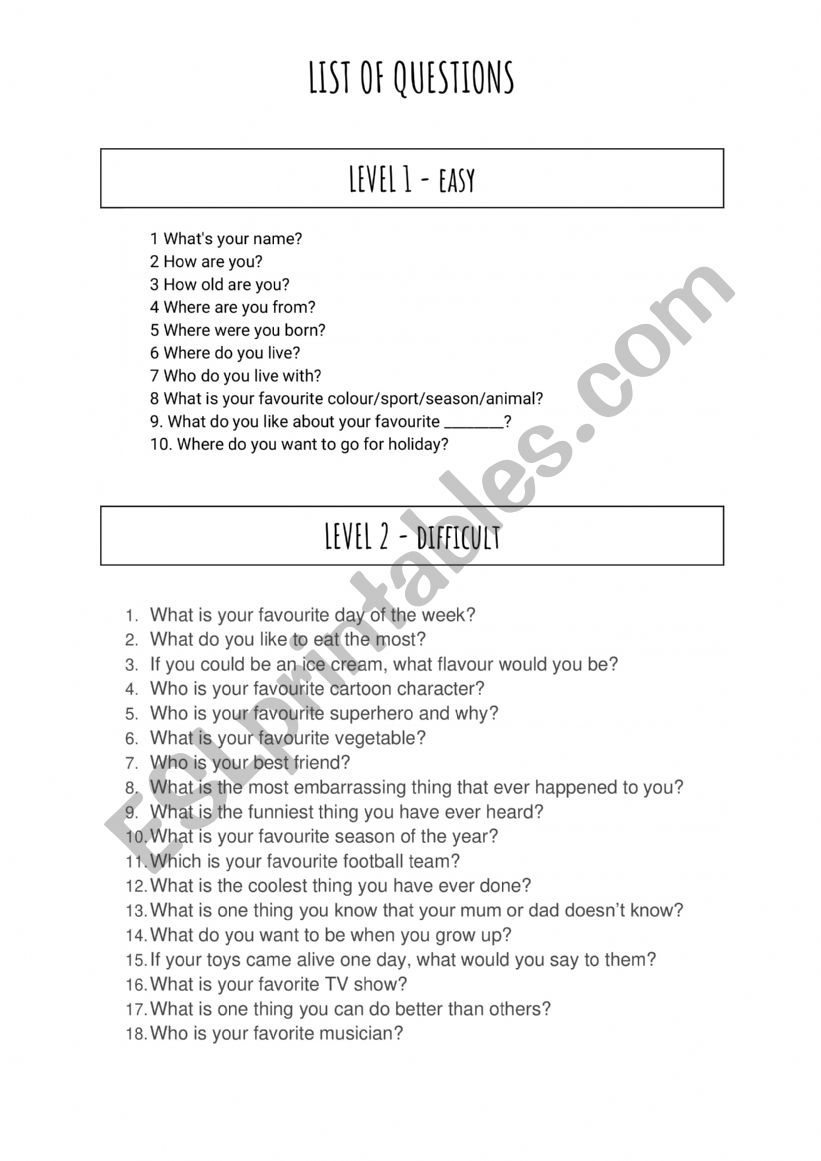 INTERVIEW A CLASSMATE worksheet