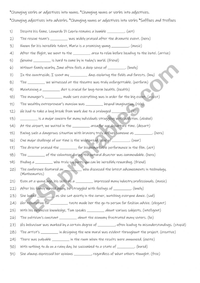 B1 -B2  5 Different types of word formation.