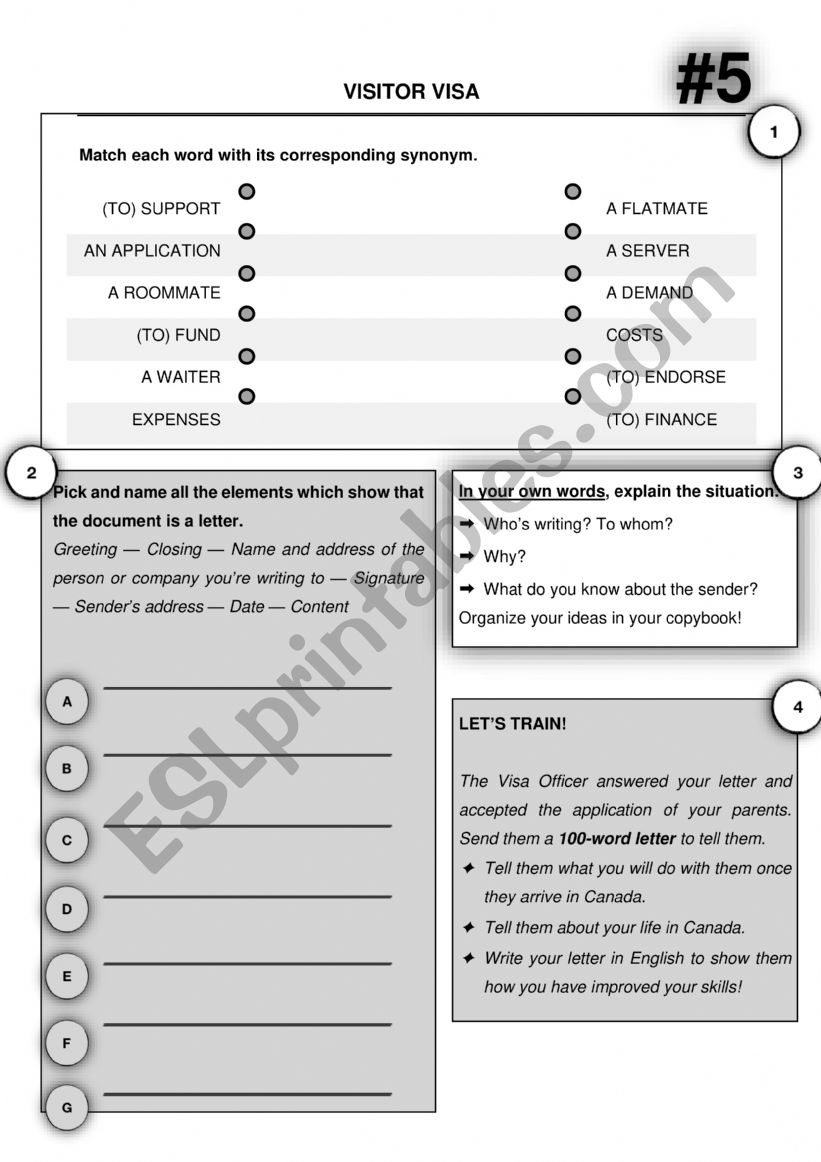 Form of the letter - visitor VISA