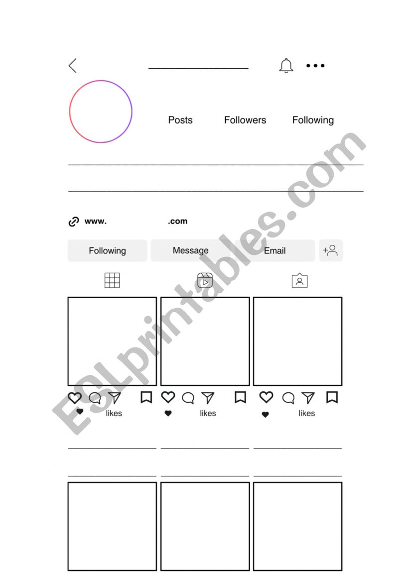 Instagram all about me - ESL worksheet by lcena