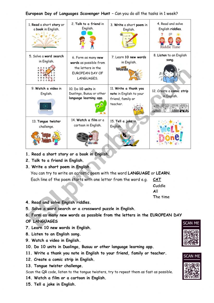 European Day of Languages Scavenger Hunt