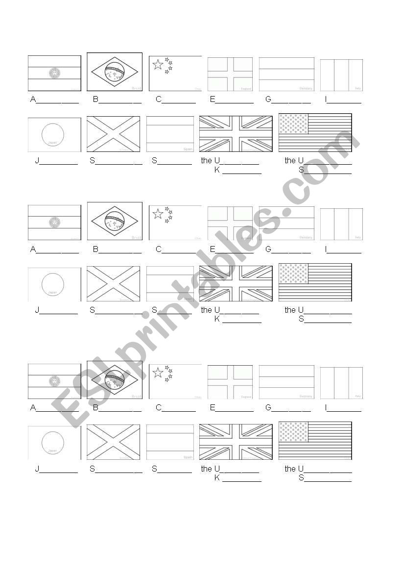 Flags - Complete the name and colour