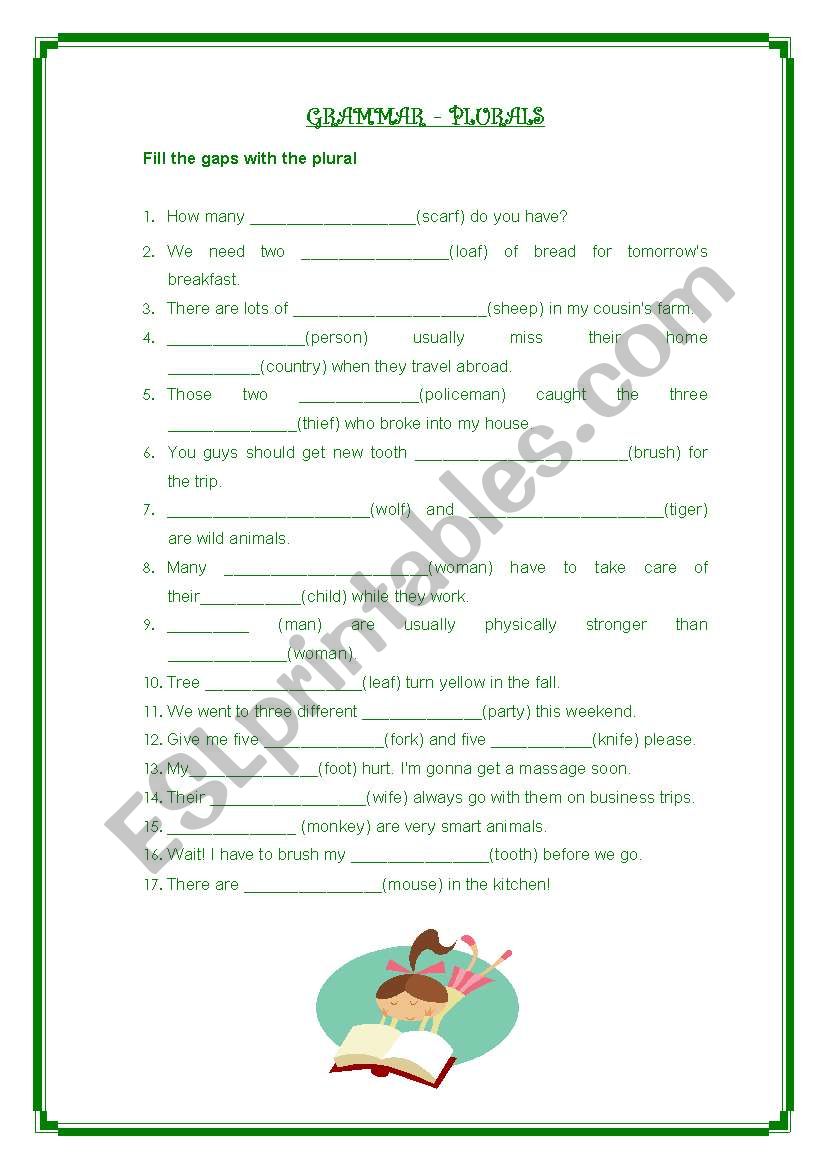 Grammar - Plurals worksheet