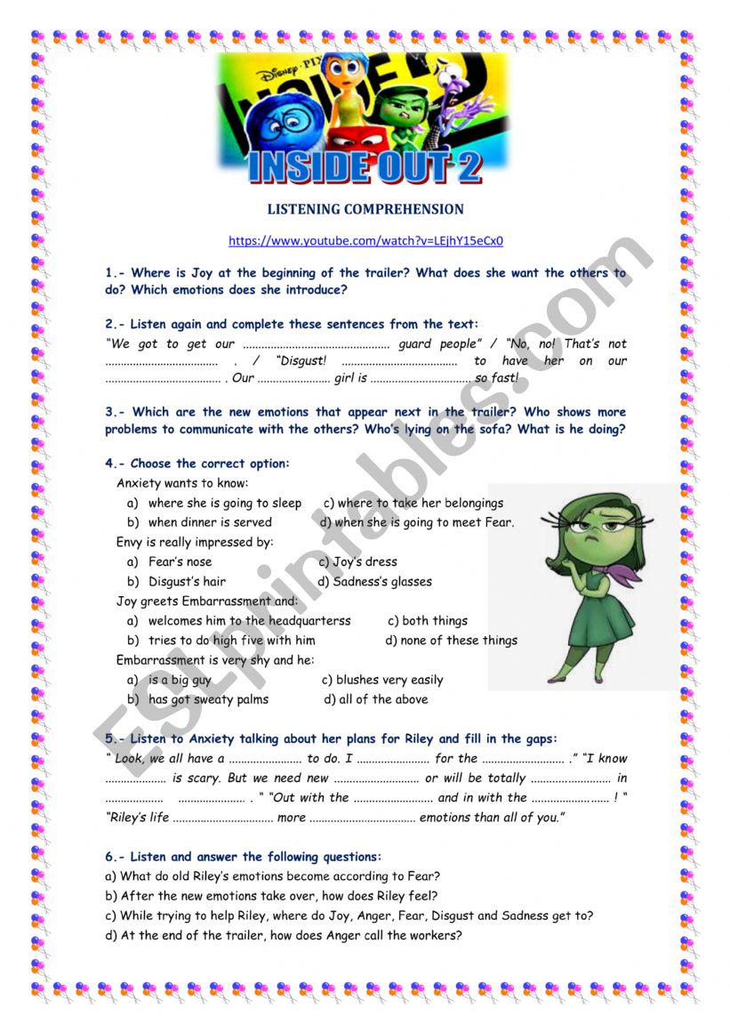 INSIDE OUT 2 MOVIE TRAILER - LISTENING AND SPEAKING