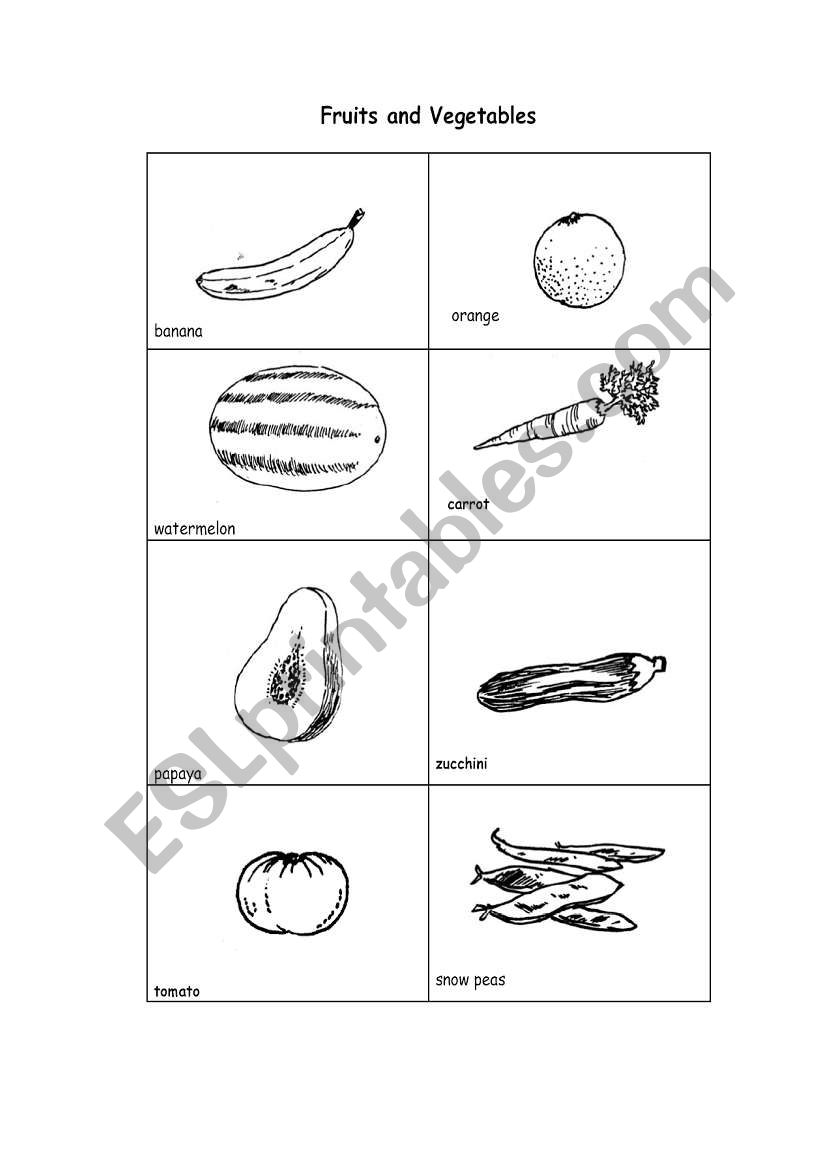 fruits and vegetables  worksheet