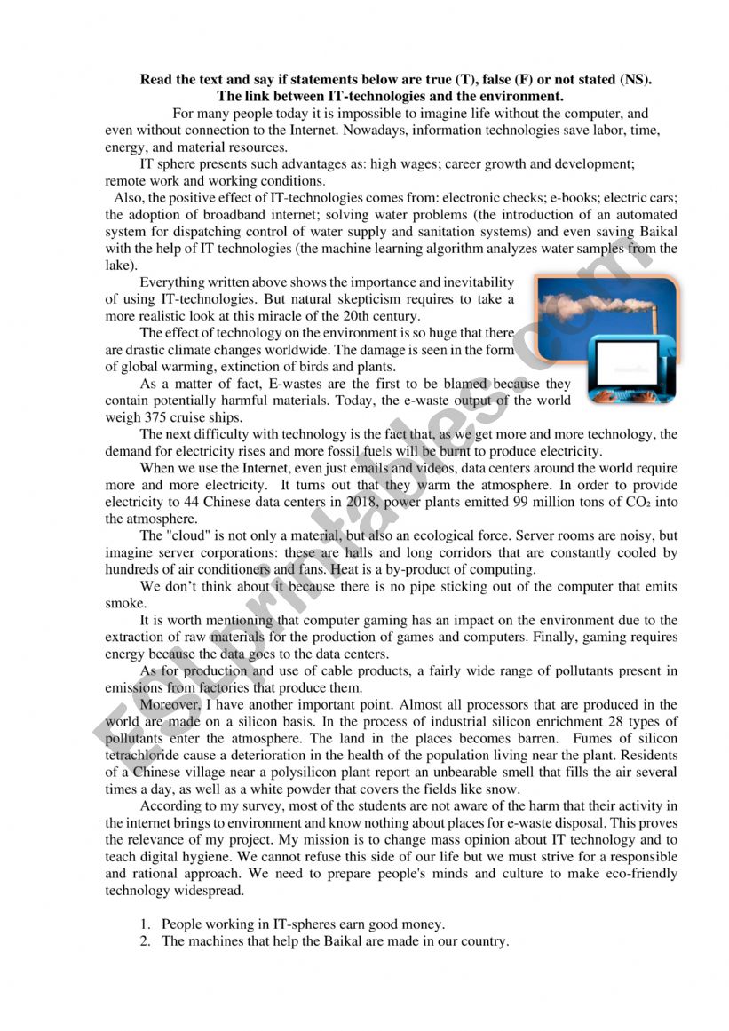 The link between IT-technologies and the environment
