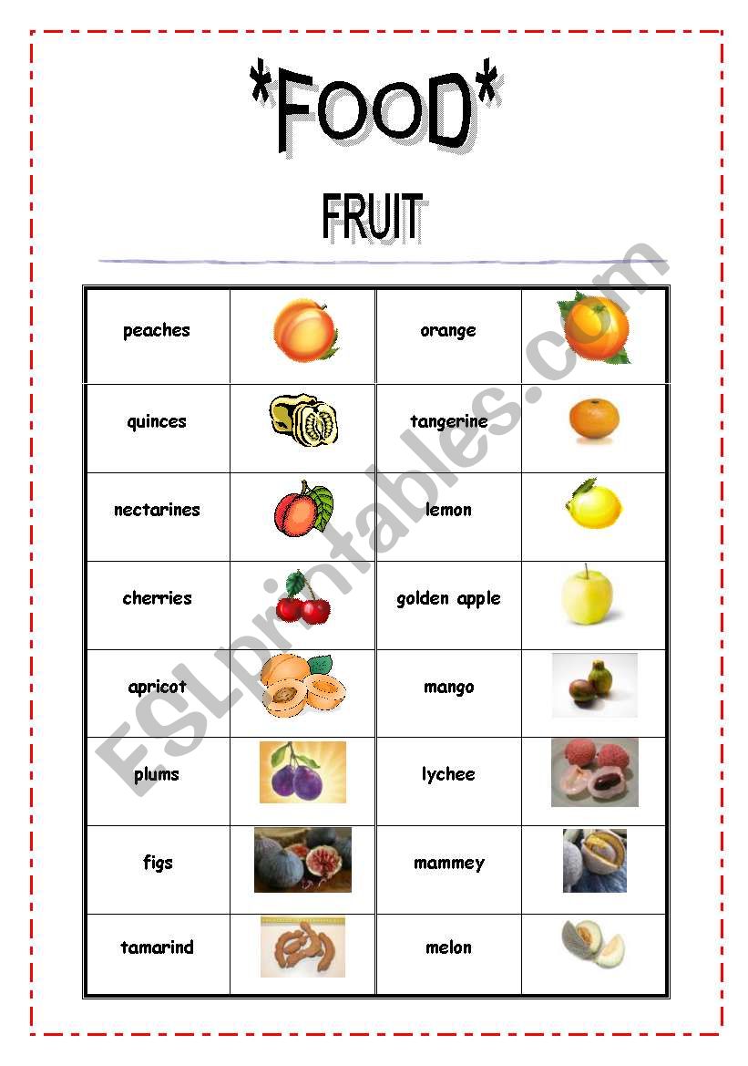 fruit worksheet