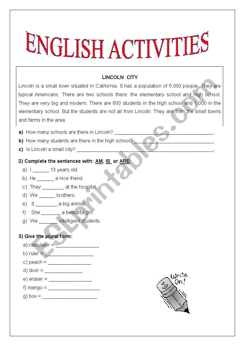 English Exercises worksheet