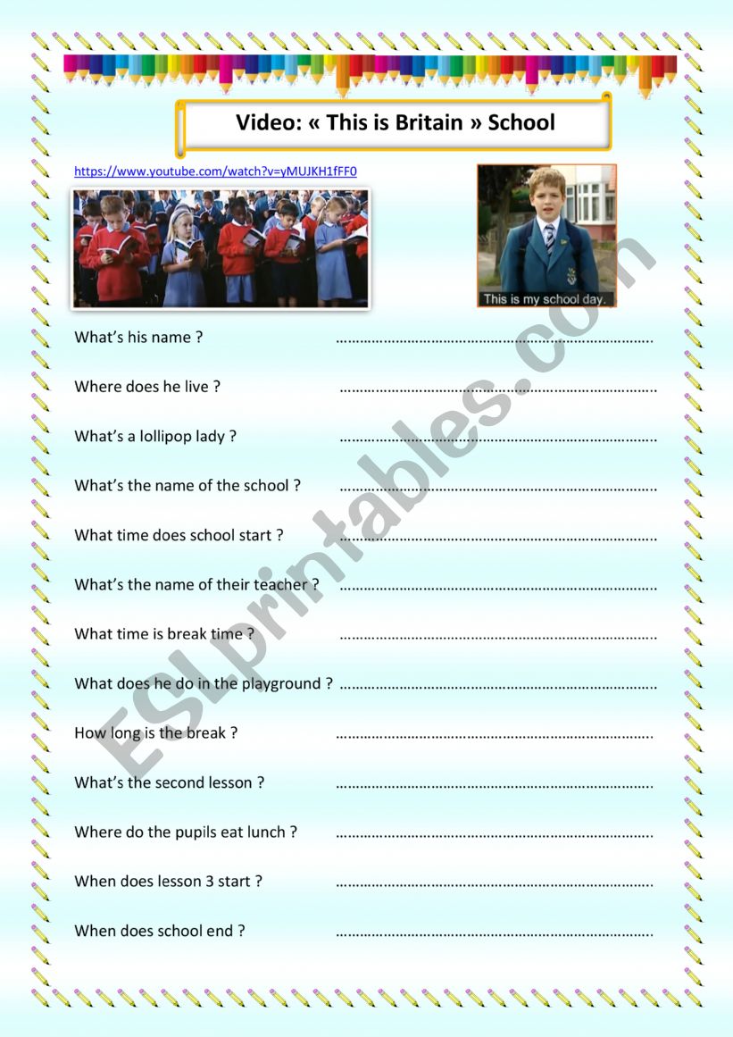 Video: This is Britain. Oral comprehension easy and written expression - 2 pages 