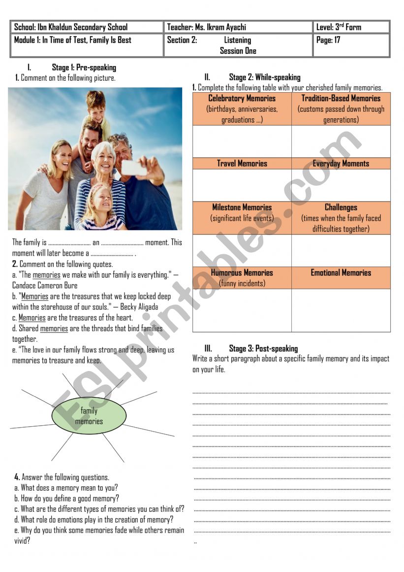 3rd Form - Module 1 - Section 2 - Listening