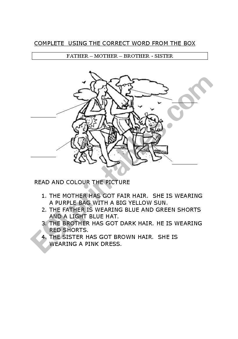 FAMILY MEMBERS worksheet