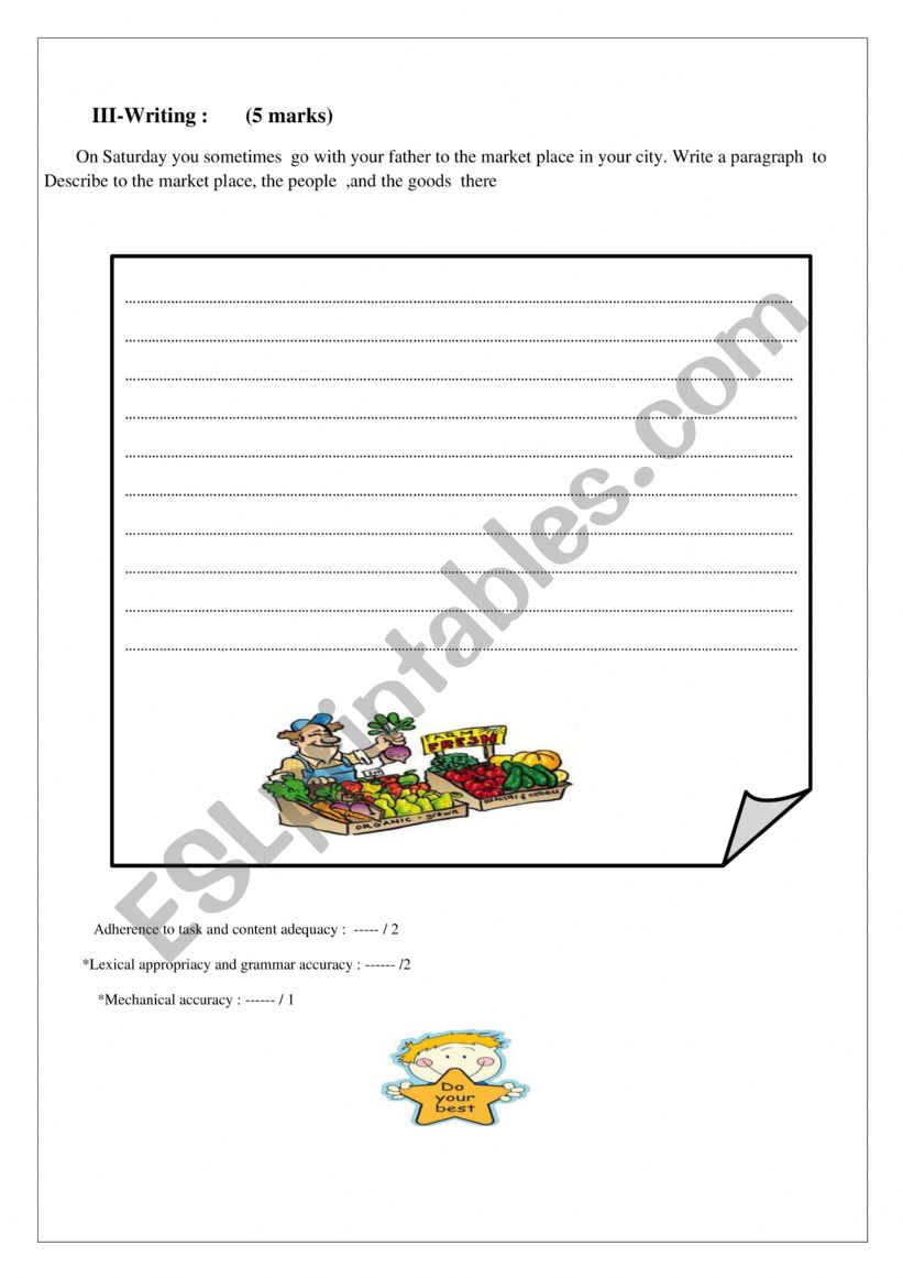 writing task worksheet