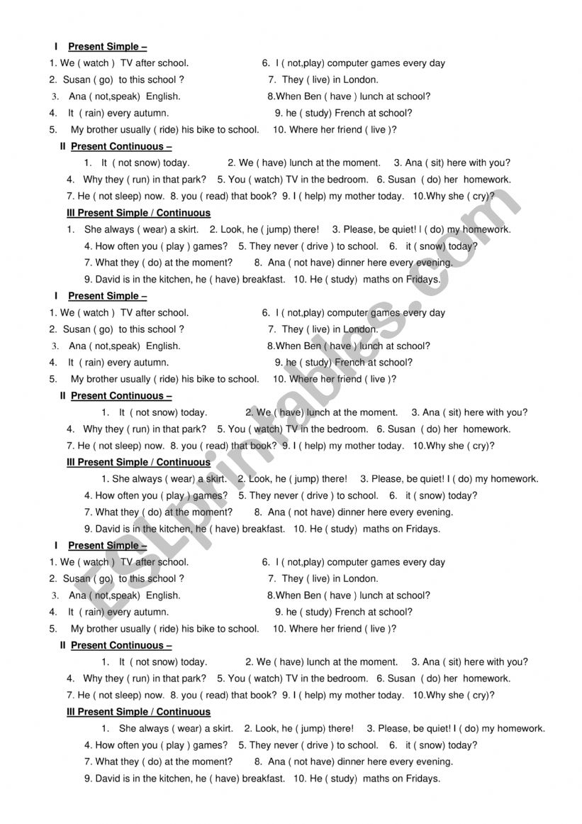 beginner  worksheet