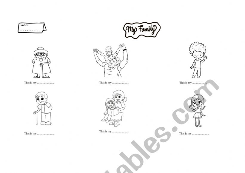My family vocabulary worksheet