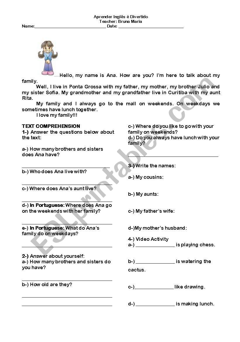 Family Members worksheet