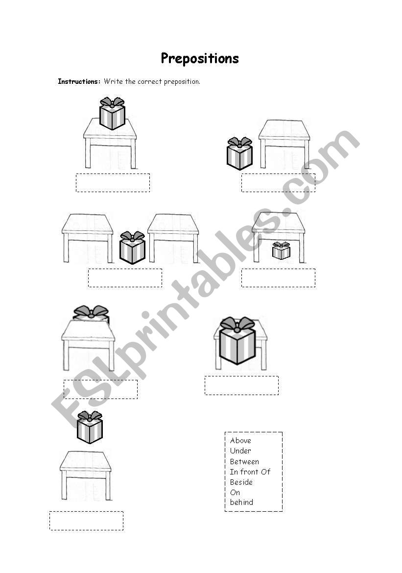 Prepositions worksheet