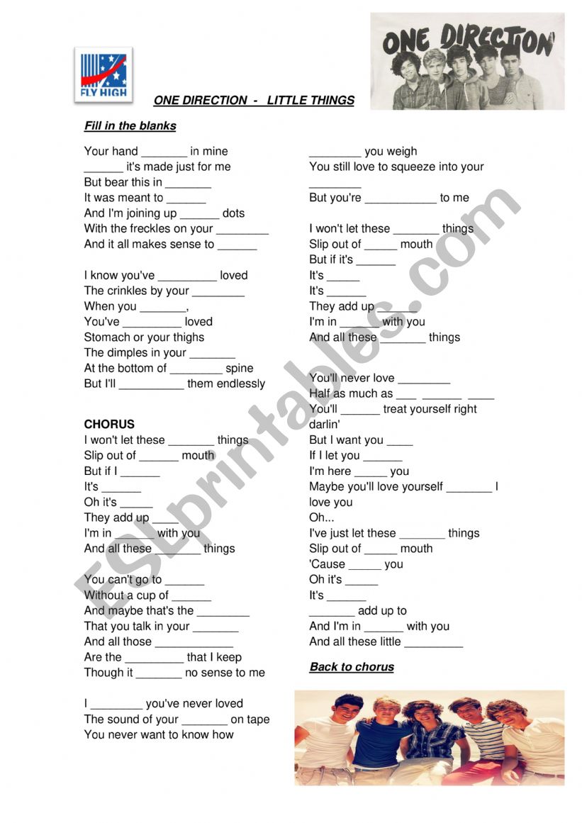 Little Things One Direction worksheet