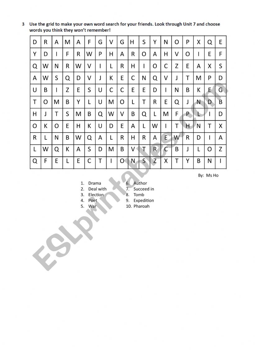 Word Search - Cambridge Global English 8 Unit 7