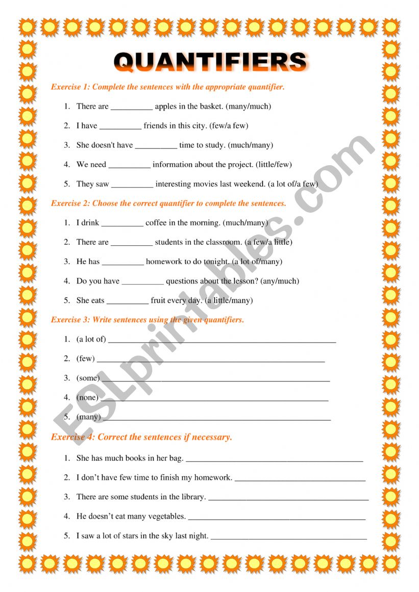 quantifiers some any a few a little a lot quantifiers some any a few a little a lot