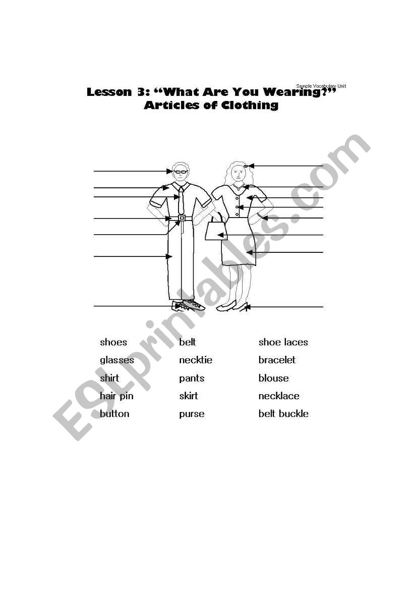 Clothing worksheet