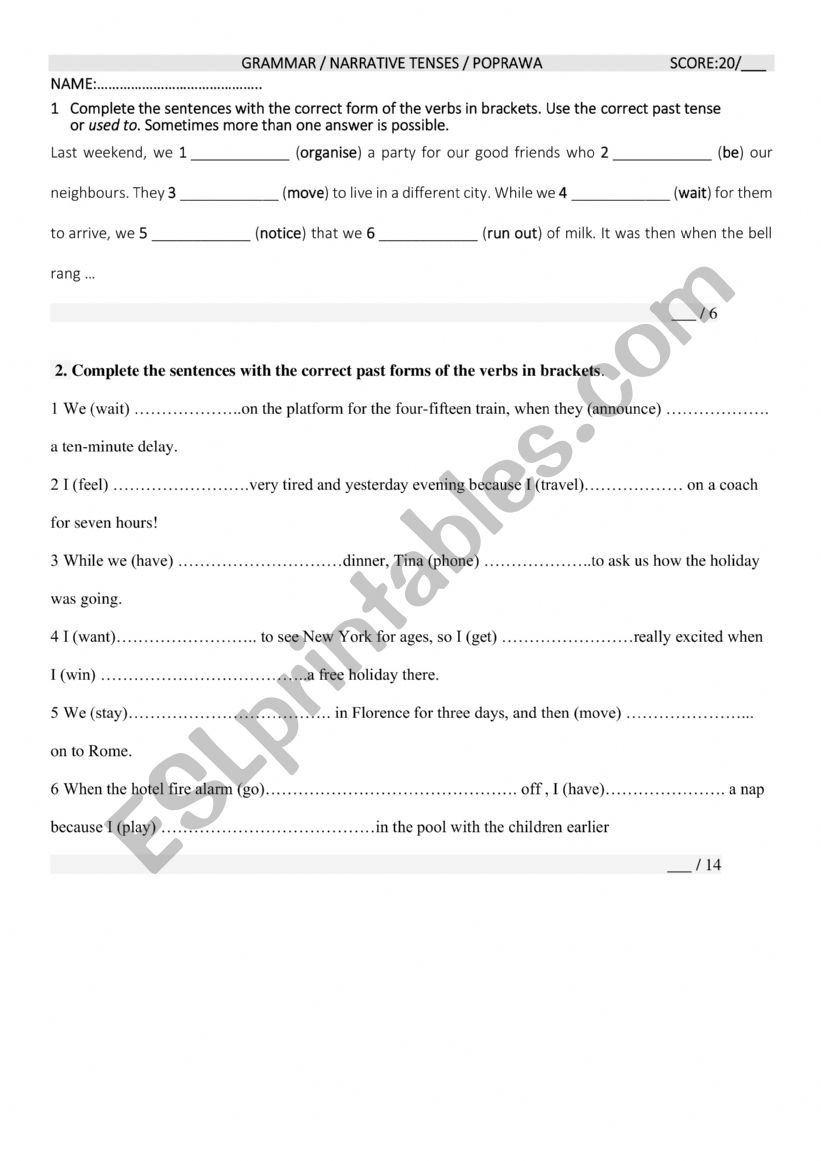 poprawa worksheet