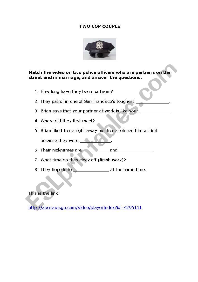 VIDEO WORKSHEET: TWO COP COUPLE
