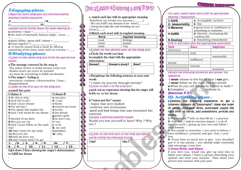 Unit 1 Lesson 4 bac worksheet