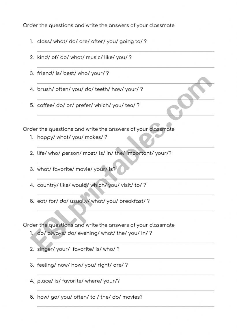 Make Questions worksheet
