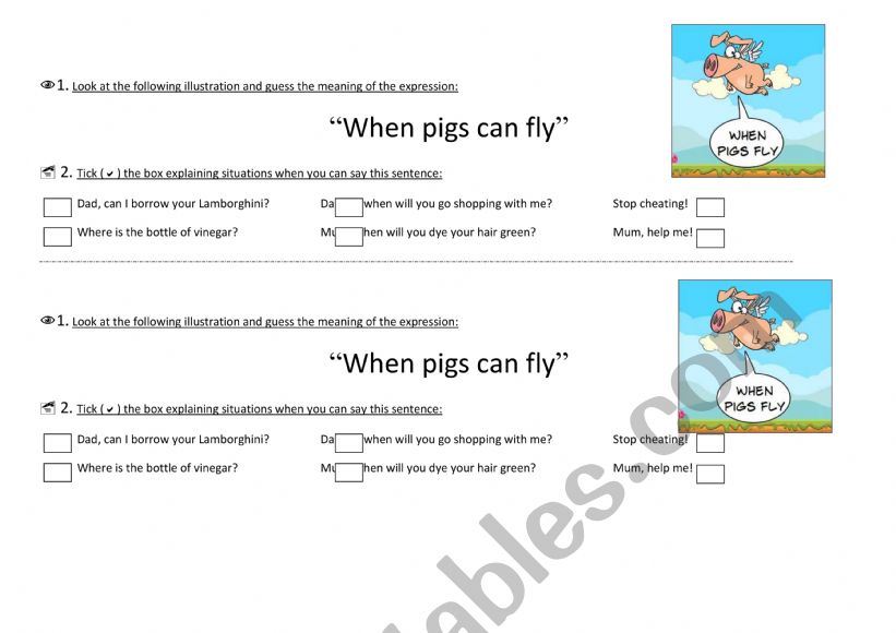 Teaching with idioms 3: When pigs can fly