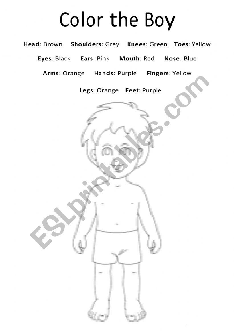 Color The Boy worksheet
