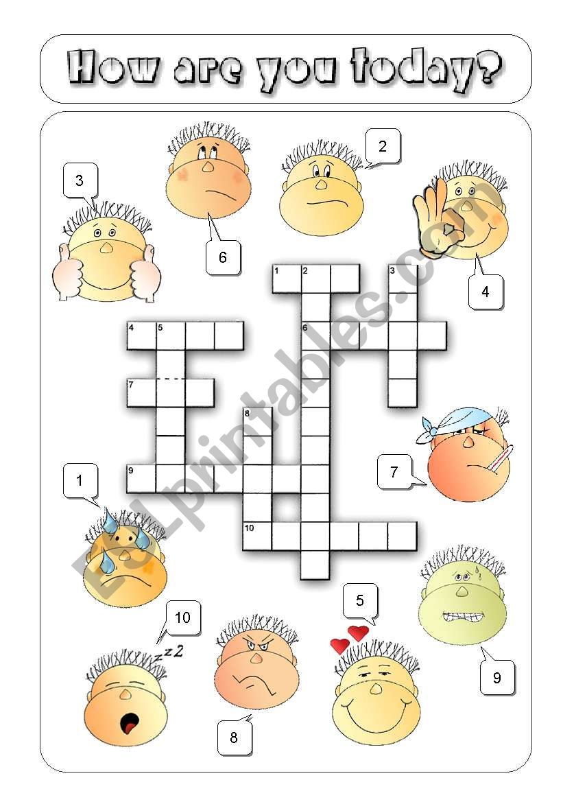 Feelings Crossword worksheet