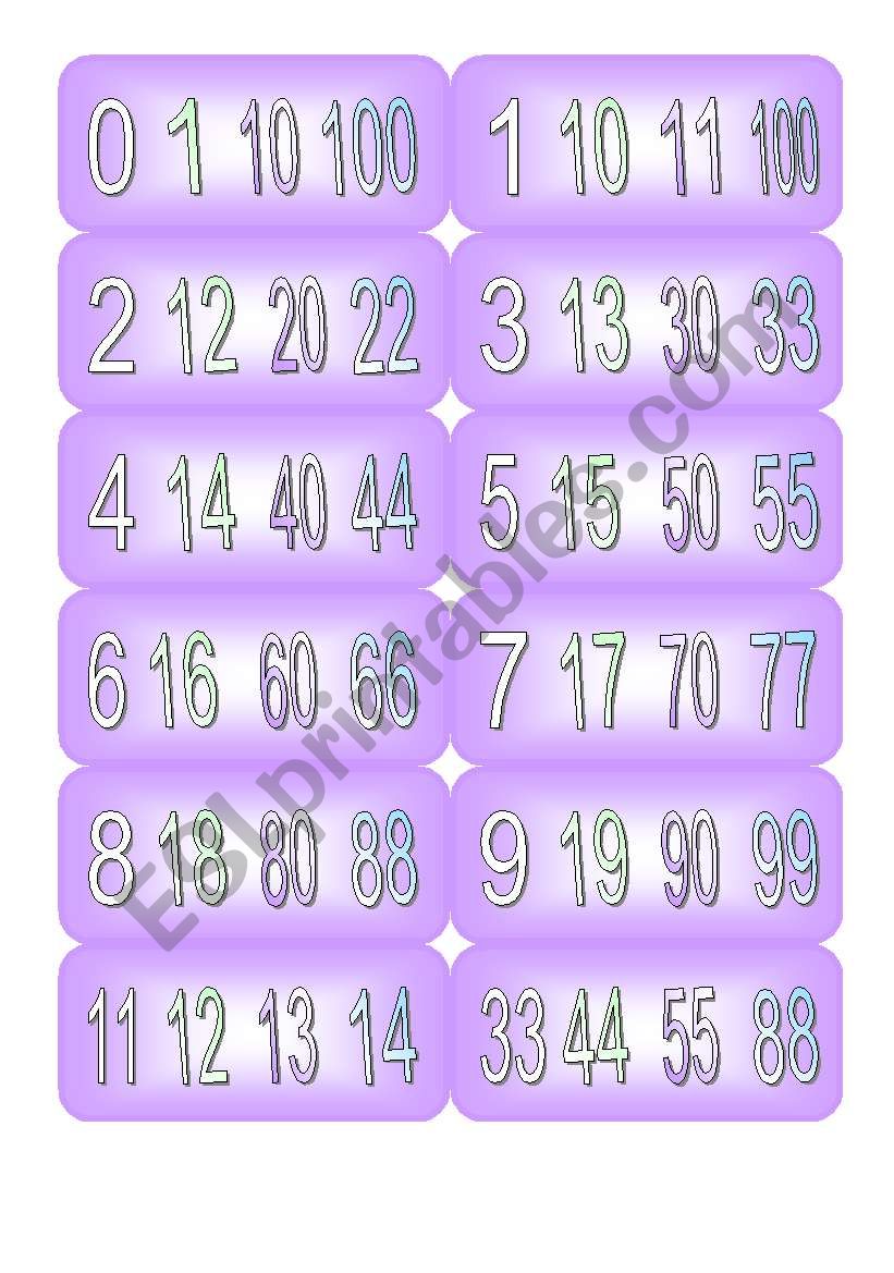 Numbers spelling game worksheet
