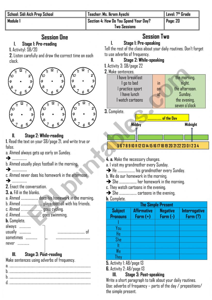7th Grade - Module 1 - Section 4 - How Do You Spend Your Day? + Group Session