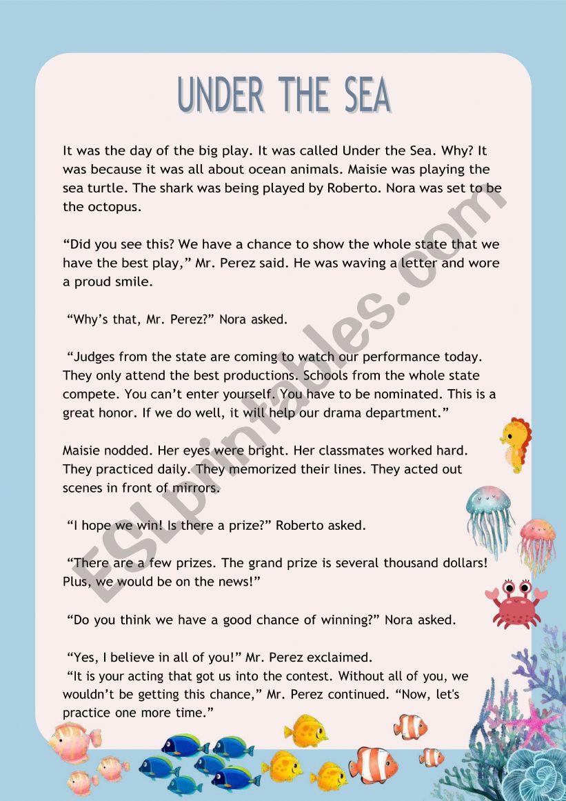 READING COMPREHENSION worksheet