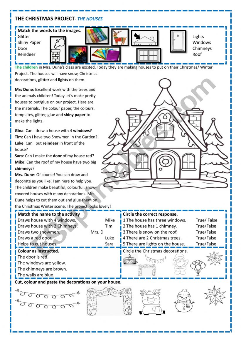 THE CHRISTMAS PROJECT- HOUSES worksheet