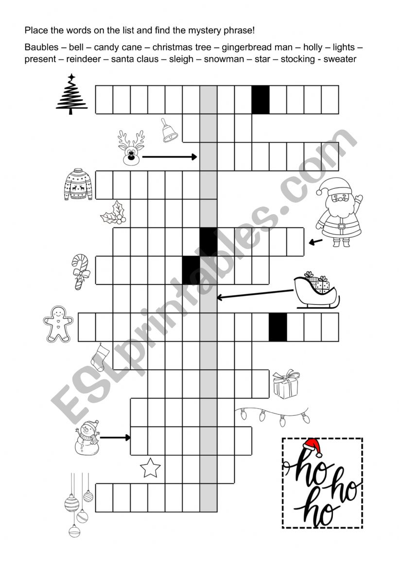 Christmas vocabulary crosswords