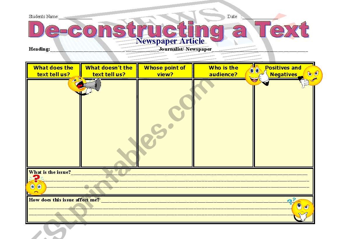 De-Constructing a text worksheet