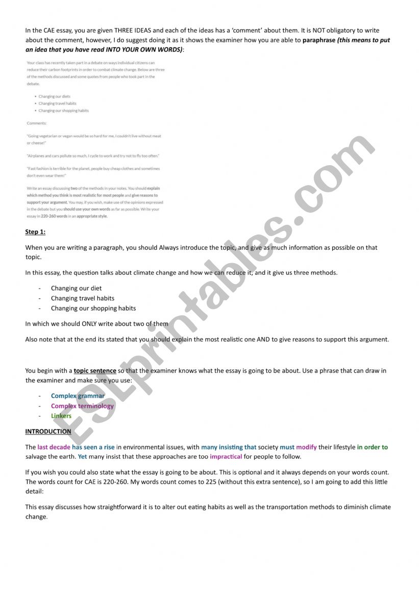 CAE - How to write an Essay  worksheet