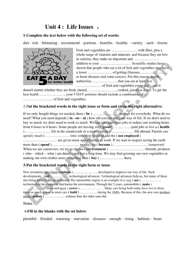 revision worksheet