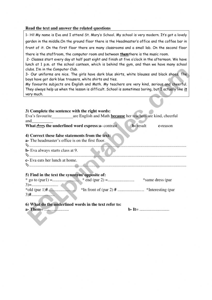 text worksheet