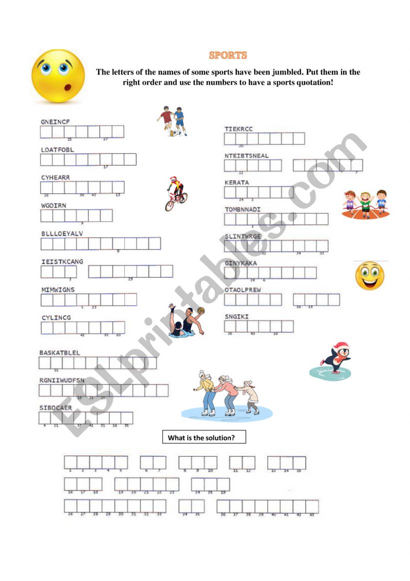 Sports Word Scramble  worksheet