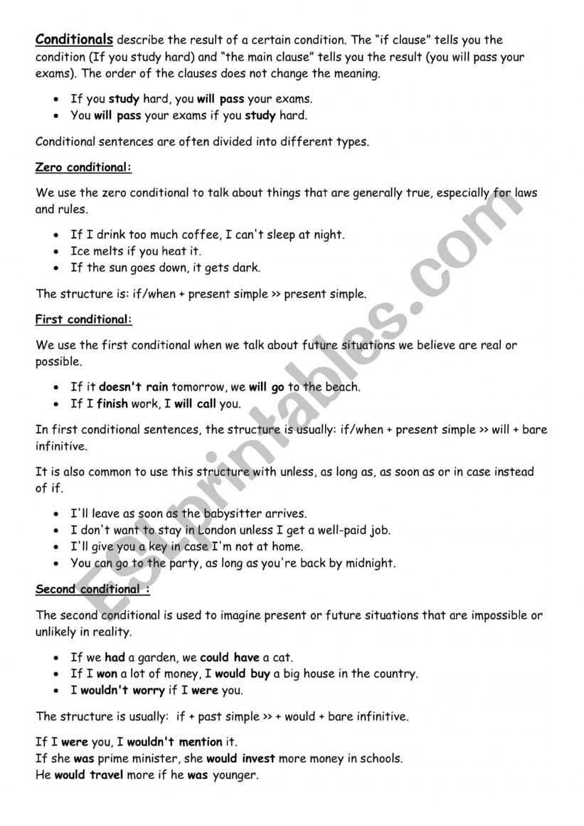 conditionals worksheet