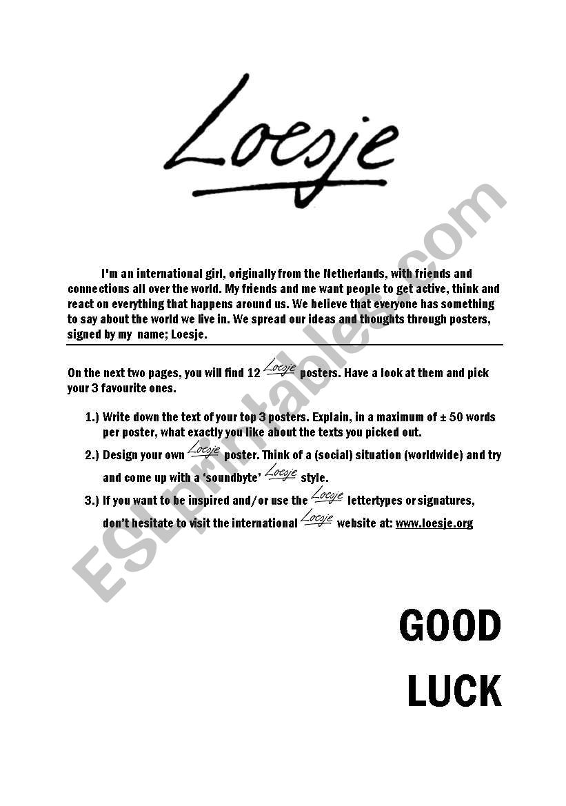 Creative Writing Exercise - LOESJE Posters