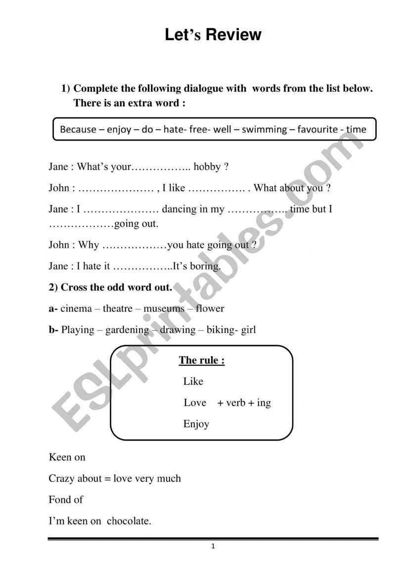 REVIEW worksheet