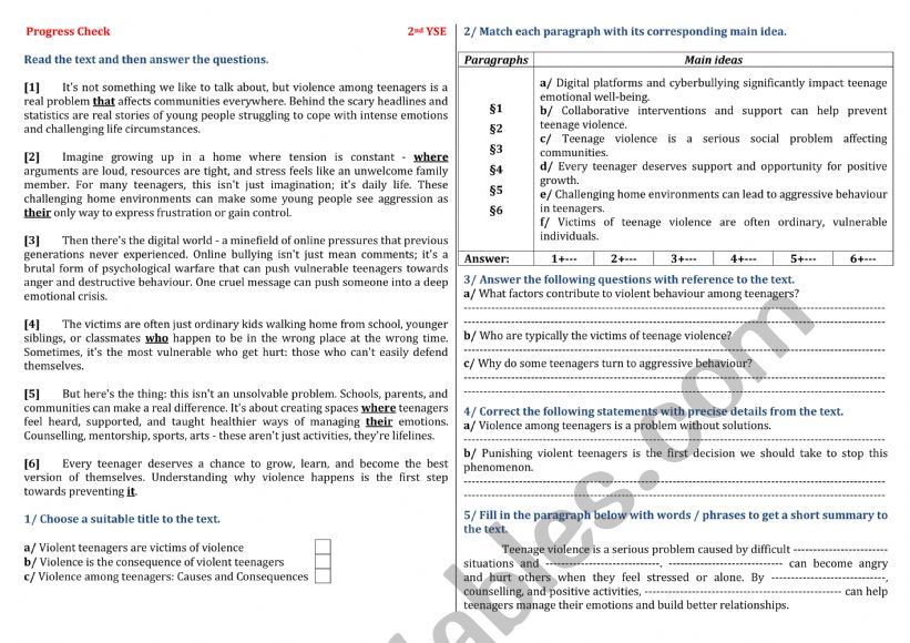 2nd YSE: End-of-Term Test 1 Revision