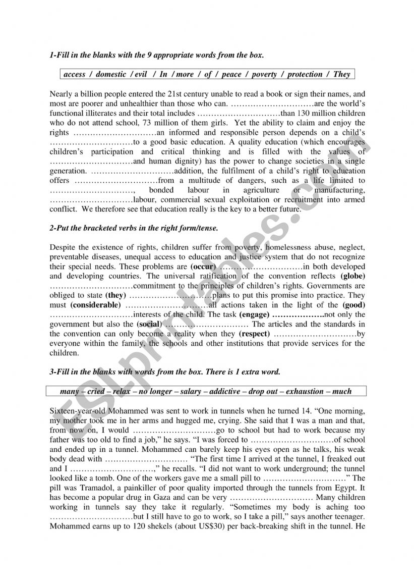 2 Form consolidation Child Labour part 1