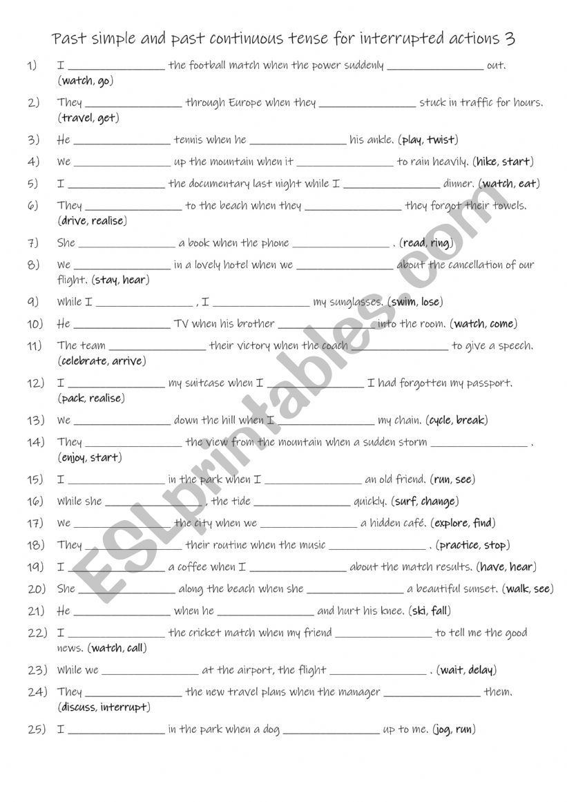 A1+-A2 Past simple and past continuous tense for interrupted actions 3