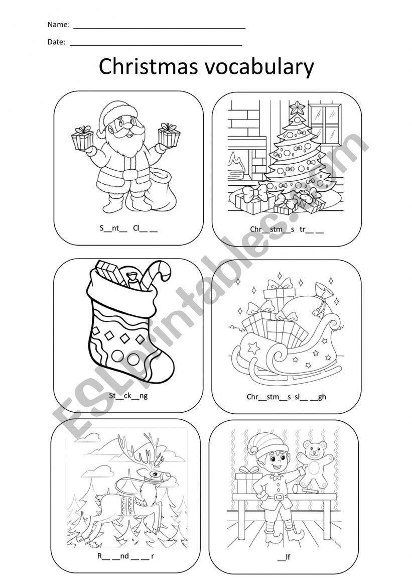 Christmas vocabulary  worksheet