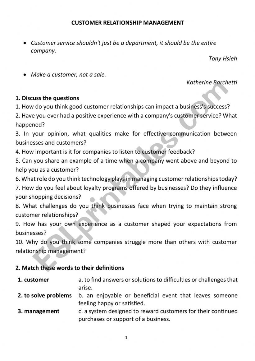CUSTOMER RELATIONSHIP MANAGEMENT